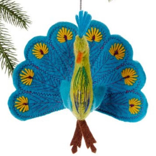 Yellow Proud Peacock Felt Ornament Felt Christmas Ornament