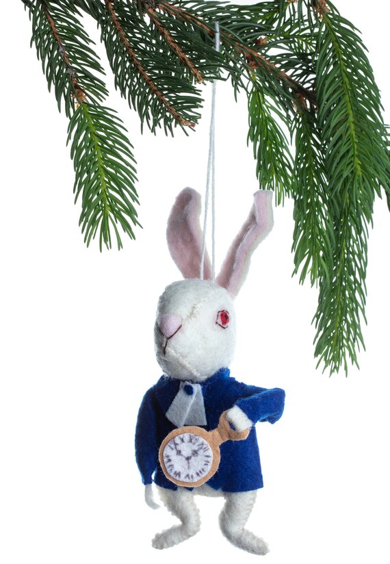 White rabbit christmas ornament Clearance