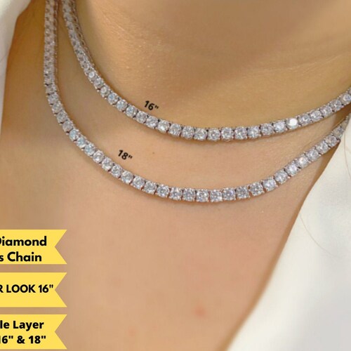 4mm Diamond Tennis Chain / 14k White 