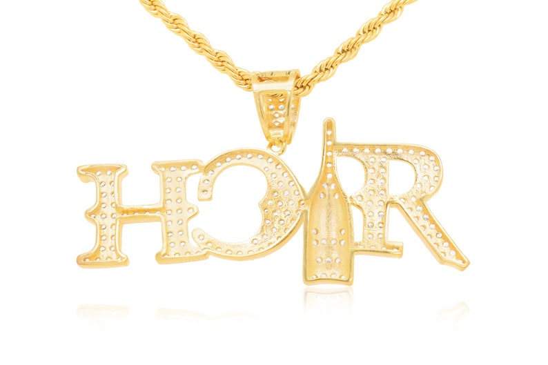14K Rich Life Pendant handset lab diamonds with rope chain