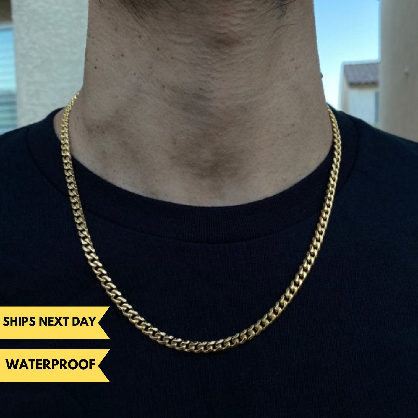 MEN LADIES 14K WHITE GOLD FINISH HIGH QUALITY 5MM CUBAN CURB LINK CHAIN NECKLACE MEN LADIES 14K WHITE GOLD FINISH HIGH QUALITY 5MM CUBAN CURB LINK CHAIN NECKLACE