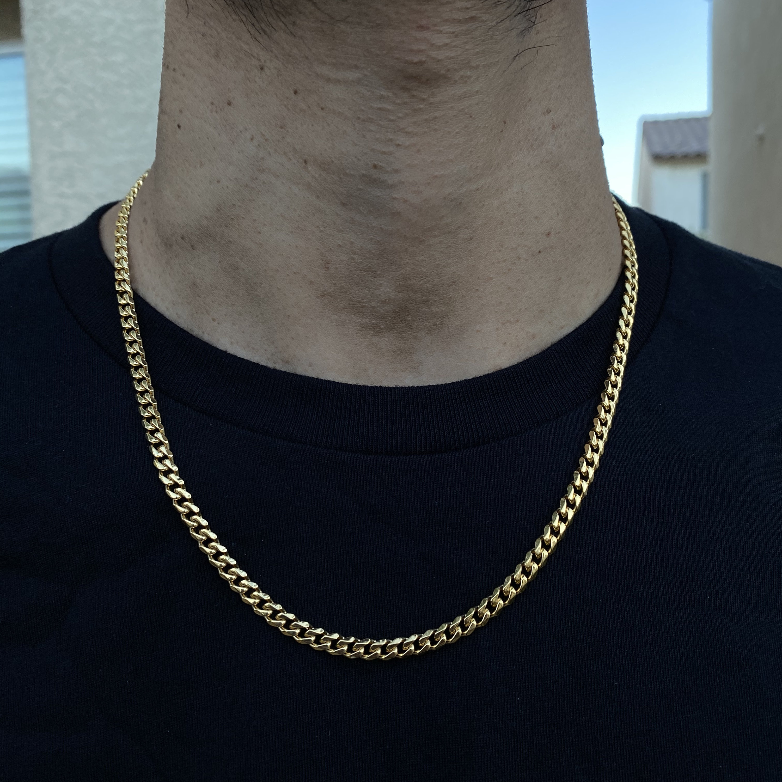 Mens Gold Curb Cuban Chain Cuban Link 