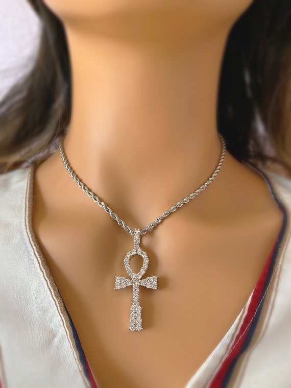 diamond ankh earrings