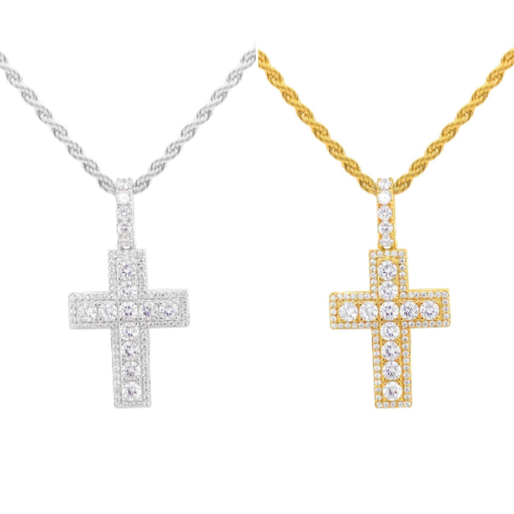 Sterling Silver Diamond Cross Necklace 