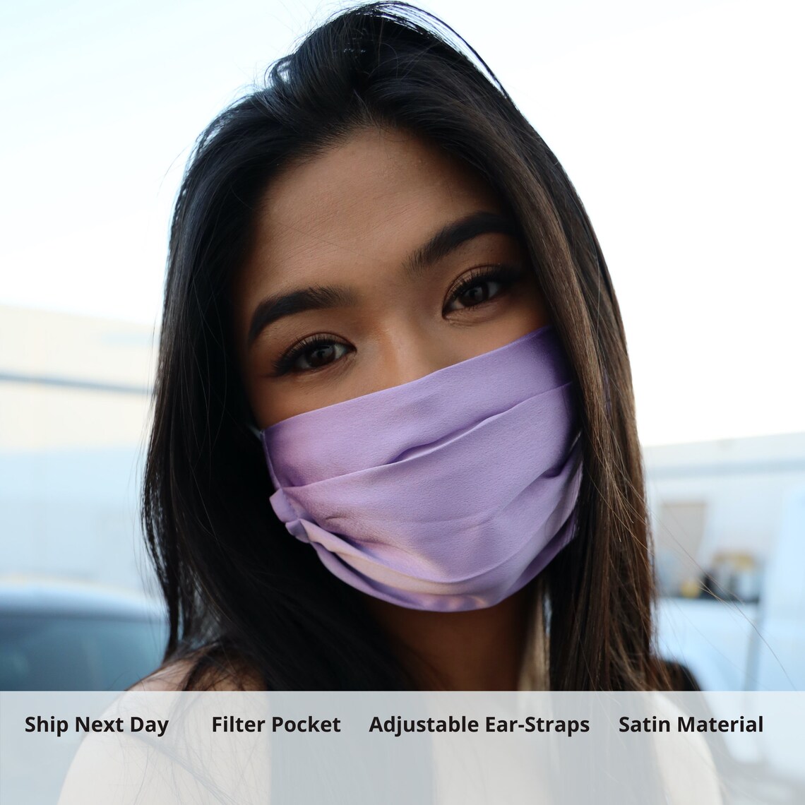 Purple Satin Face Mask with Filter Pocket Pretty Women Face Etsy