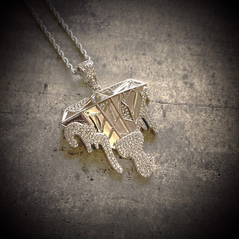 14k Dripping Diamond FlawlessDrip Logo Pendant / Mens ...