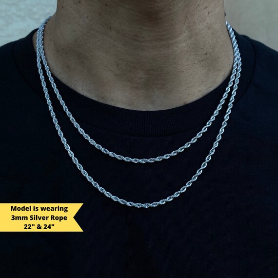 3MM Rope Chain Necklace Stainless Steel 