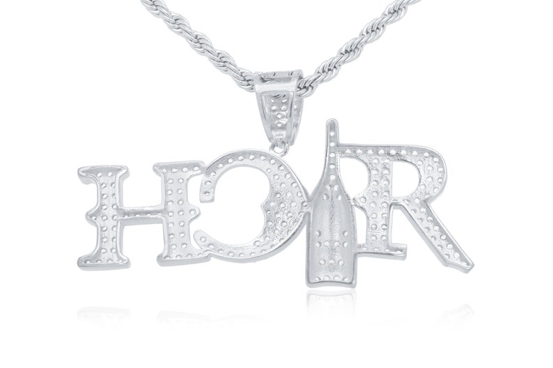 14K Rich Life Pendant handset lab diamonds with rope chain