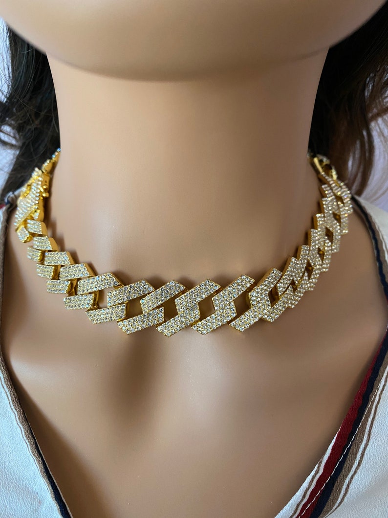 18mm Diamond Miami Cuban Link Chain in 18k Yellow Gold Finish Etsy
