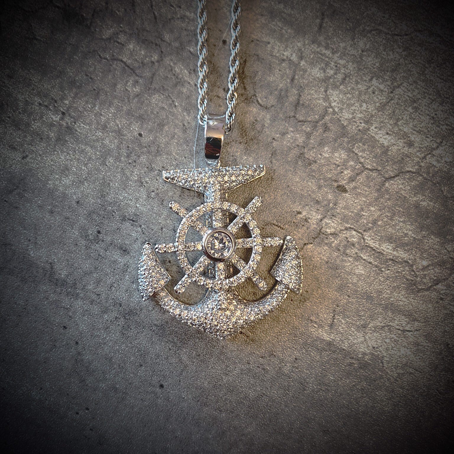 Diamond Anchor Pendant 