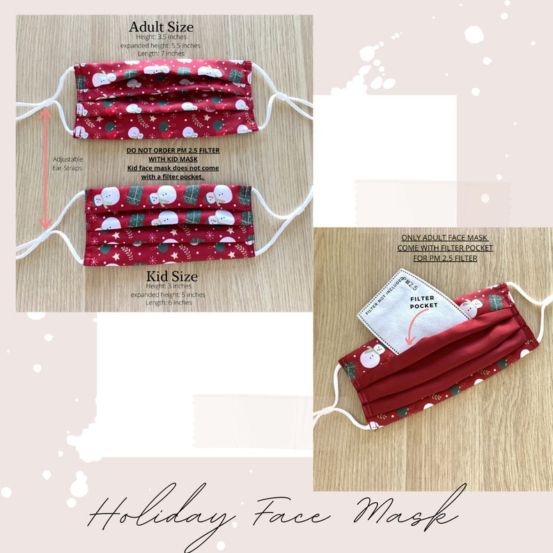 Holiday Face Mask Christmas Themed Face Mask With Filter Etsy
