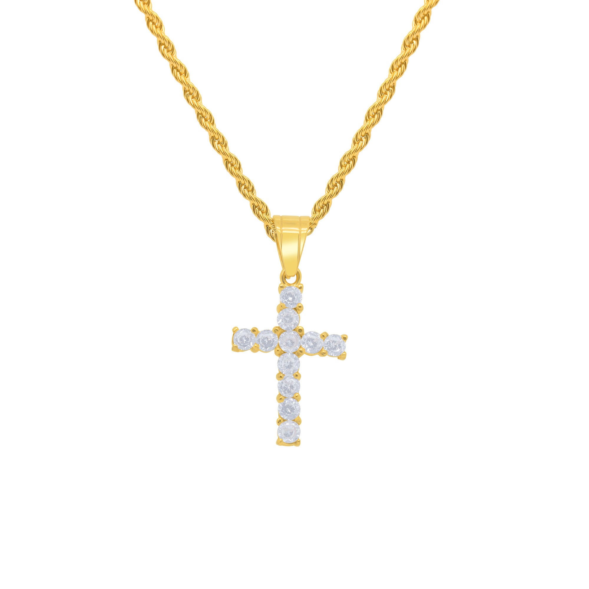 Men's Diamond Cross Pendant / Stainless 
