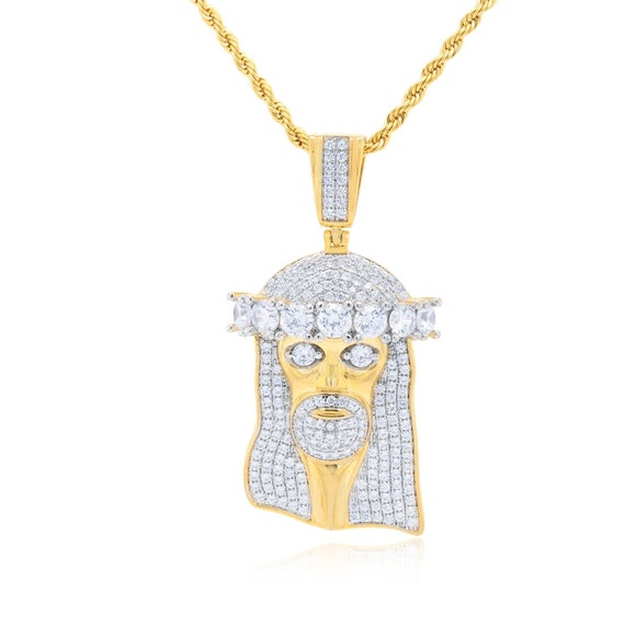 14k Iced Out Jesus Piece Pendant / Hip 