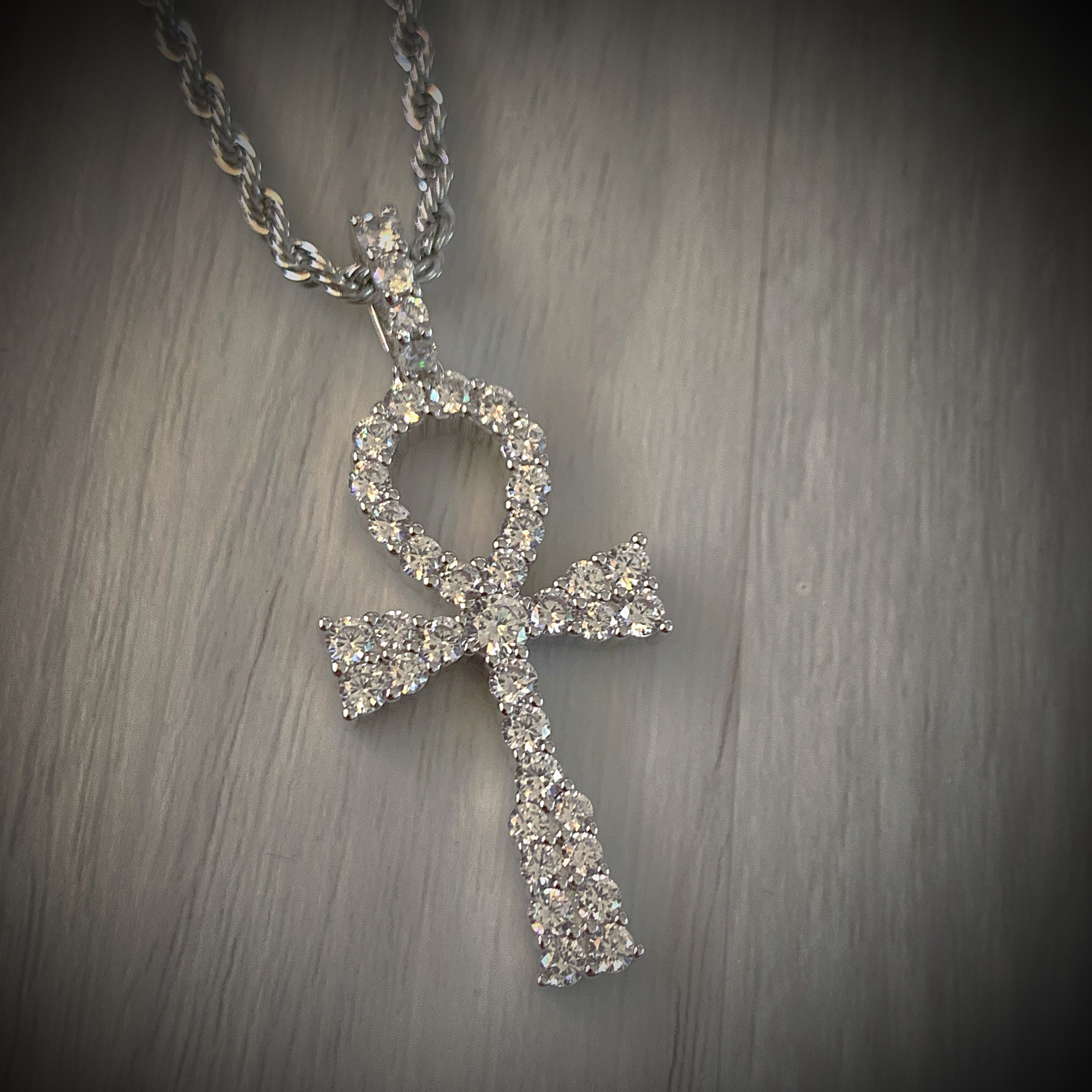 14k White Gold Diamond Ankh Pendant / women Necklace / Ankh Etsy
