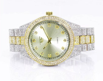 18K Gold Presidential Style Iced Out 