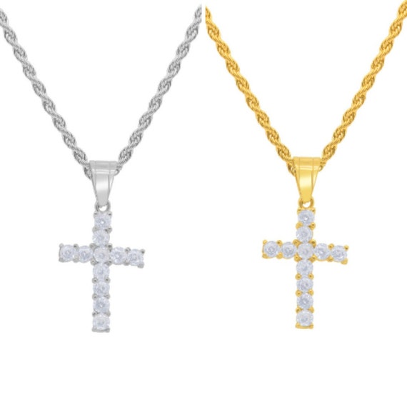 Men's Diamond Cross Pendant / Stainless 