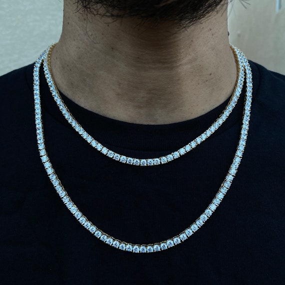 10k White Gold Mens Diamond Buttercup Tennis Chain – Avianne Jewelers