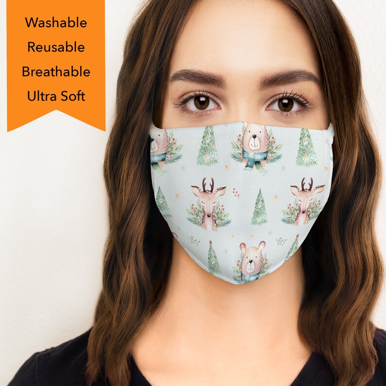 Kids Christmas Face Mask Holiday Face Mask Santa Claus Face Etsy