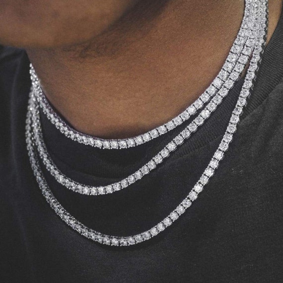 4MM Iced Out Diamond Tennis Chain Men's Jewelry | Etsy