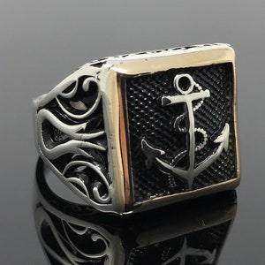 Handmade 925k Sterling Silver Sailor&#39;s Anchor Elegant Men&#39;s Ring   -Outstanding Gift - A gift for Him  Birthday Gift , Sea Workers, Captain