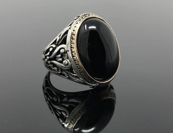 人気商品の中古品・新品・未使用品 Silver Sterling 925k Handmade Natural Stone Onyx Black Oval ペンダントトップ、チャーム