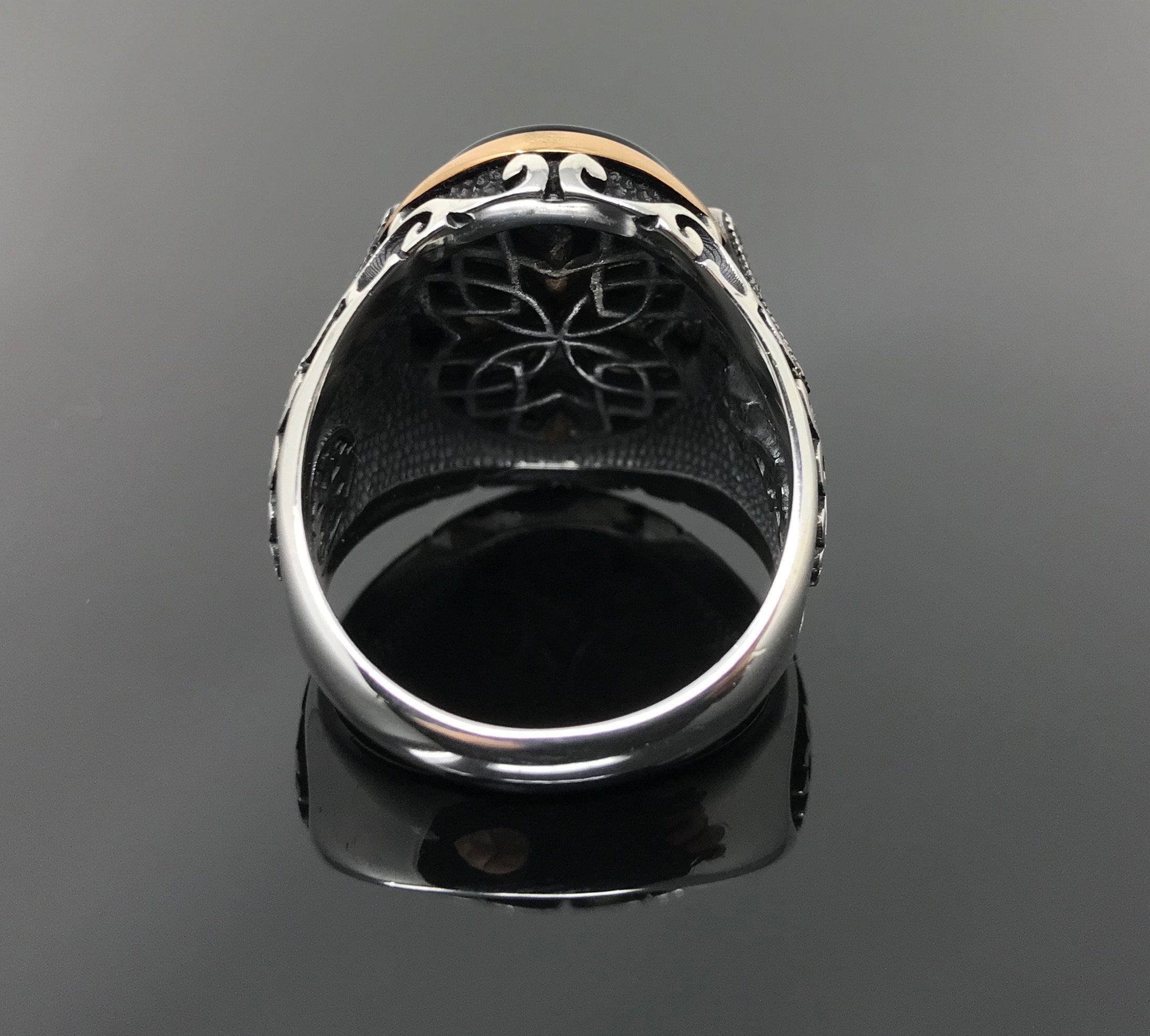 Handmade 925k Sterling Silver Natural Black Onyx Stone Men's