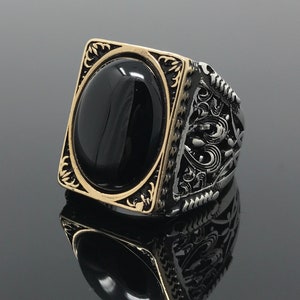 Large Handmade 925k Sterling Silver Natural Oval Black Onyx - Etsy