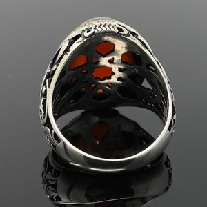 Handmade 925k Sterling Silver Red Agate Stone Aqeeq Men's Ring Outstanding Gift image 7