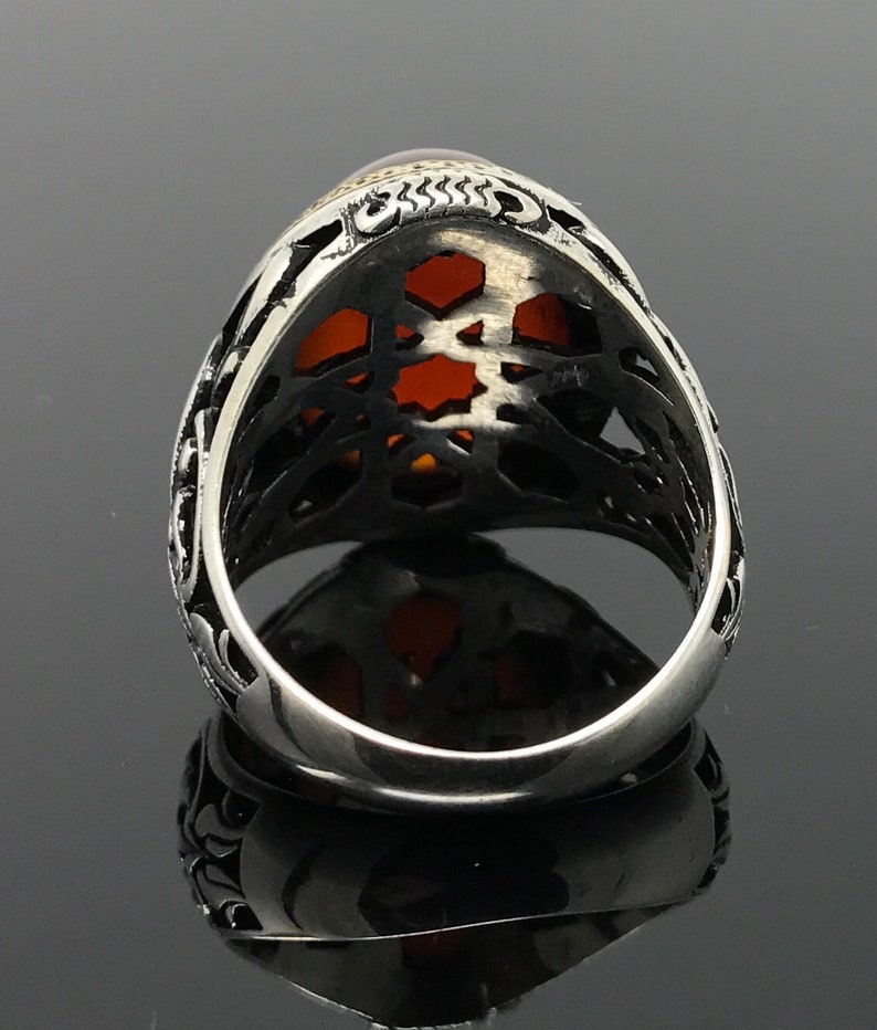 Handmade 925k Sterling Silver Red Agate Stone Aqeeq Men's Ring Outstanding Gift image 7