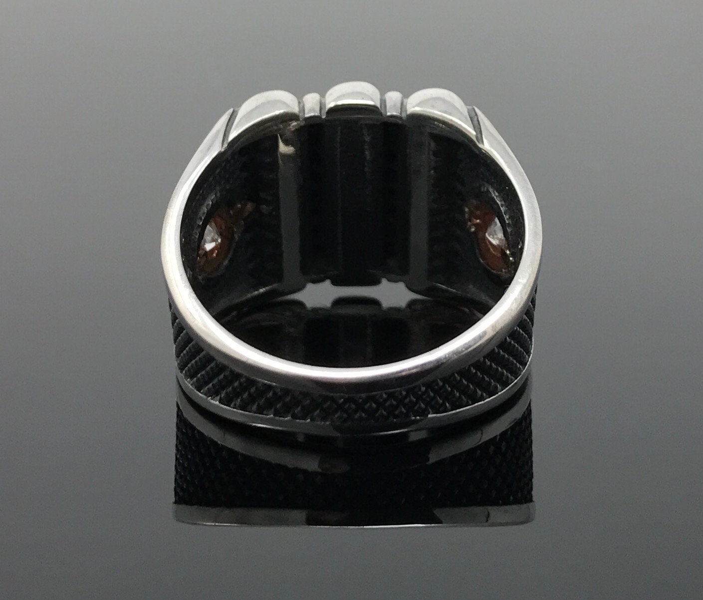 Men's Bold Sterling Silver Ring With 4.5 CT Natural Tiger Eye Gemstone - Handmade, Customizable - View #4