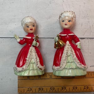Napco / Vintage Napco / Napco Christmas Spaghetti Trim Angel Bell Set / 1950s Napco Christmas Angels / Collectible Christmas Ornaments