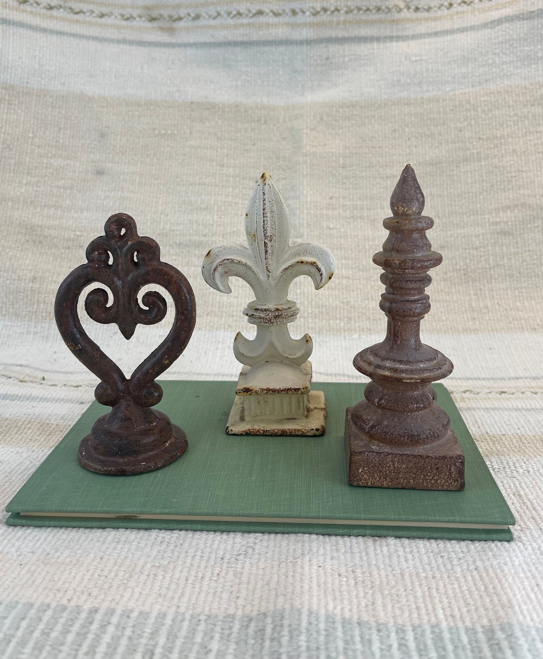 Set of Heavy Paperweights / Cast Iron Door Stops / Neutral Metal Home