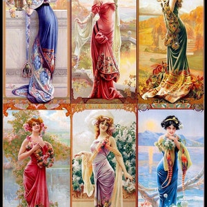 Zes dames - Getelde kruissteekpatronen - Afdrukbare grafiek PDF-formaat Handwerken Borduren Ambachten DIY DMC-kleur