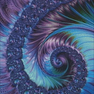 May include: Abstract digital art featuring a swirling blue and purple spiral with a textured, almost 3D effect.