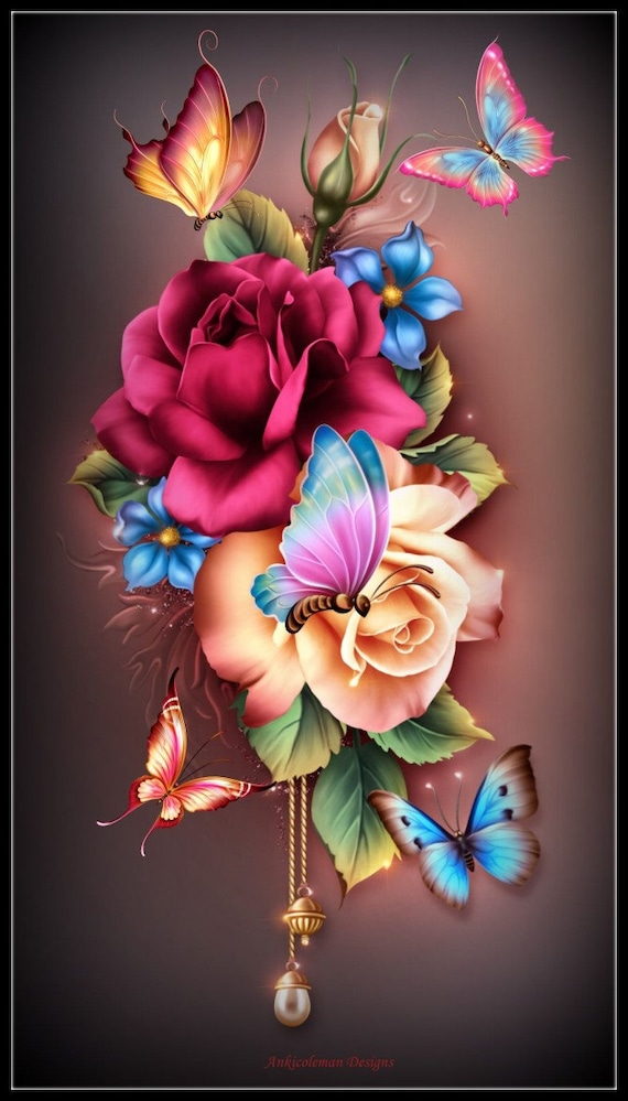 DIY Chart Counted Cross Stitch Patterns Needlework Butterfly Flowers