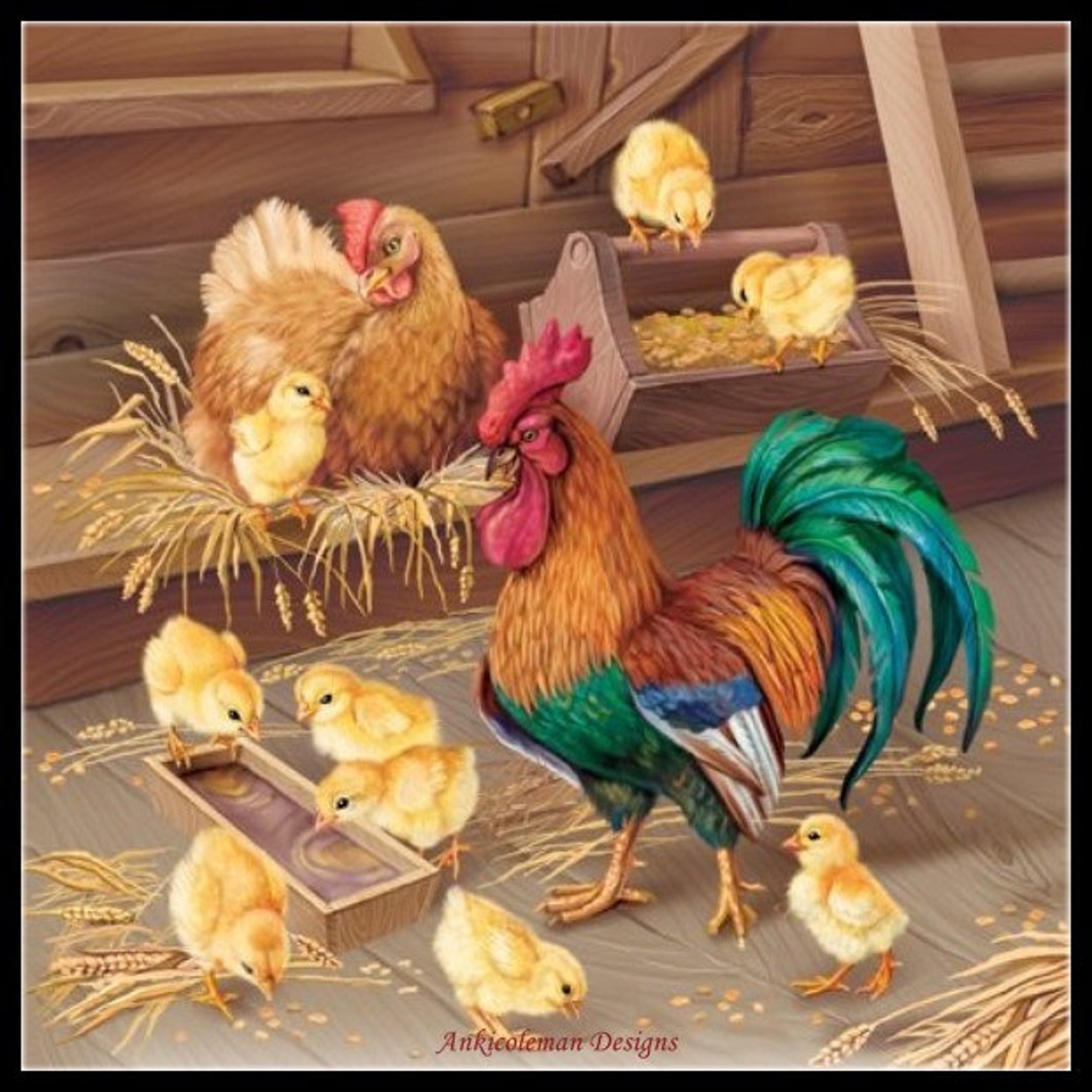 Farmyard Chicken Counted Cross Stitch Patterns Printable Chart PDF ...