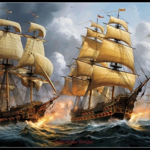 Naval Battle 4 - Counted Cross Stitch Patterns - Printable Chart PDF Format Needlework Embroidery Crafts DIY DMC color