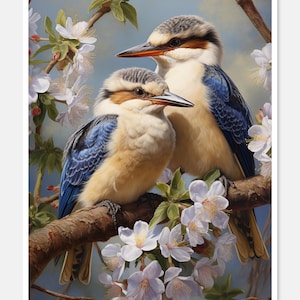 Een paar kookaburra's - Getelde kruissteekpatronen - Afdrukbare grafiek PDF-formaat Handwerken Borduurambachten DIY DMC-kleur
