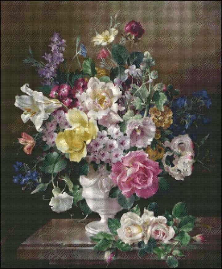 Still Life of Flowers - Counted Cross Stitch Patterns - Printable Chart ...