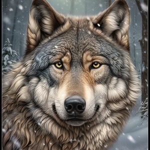 Winter Wolf 2 - Getelde kruissteekpatronen - Afdrukbare grafiek PDF-formaat Handwerken Borduren Ambachten DIY DMC-kleur