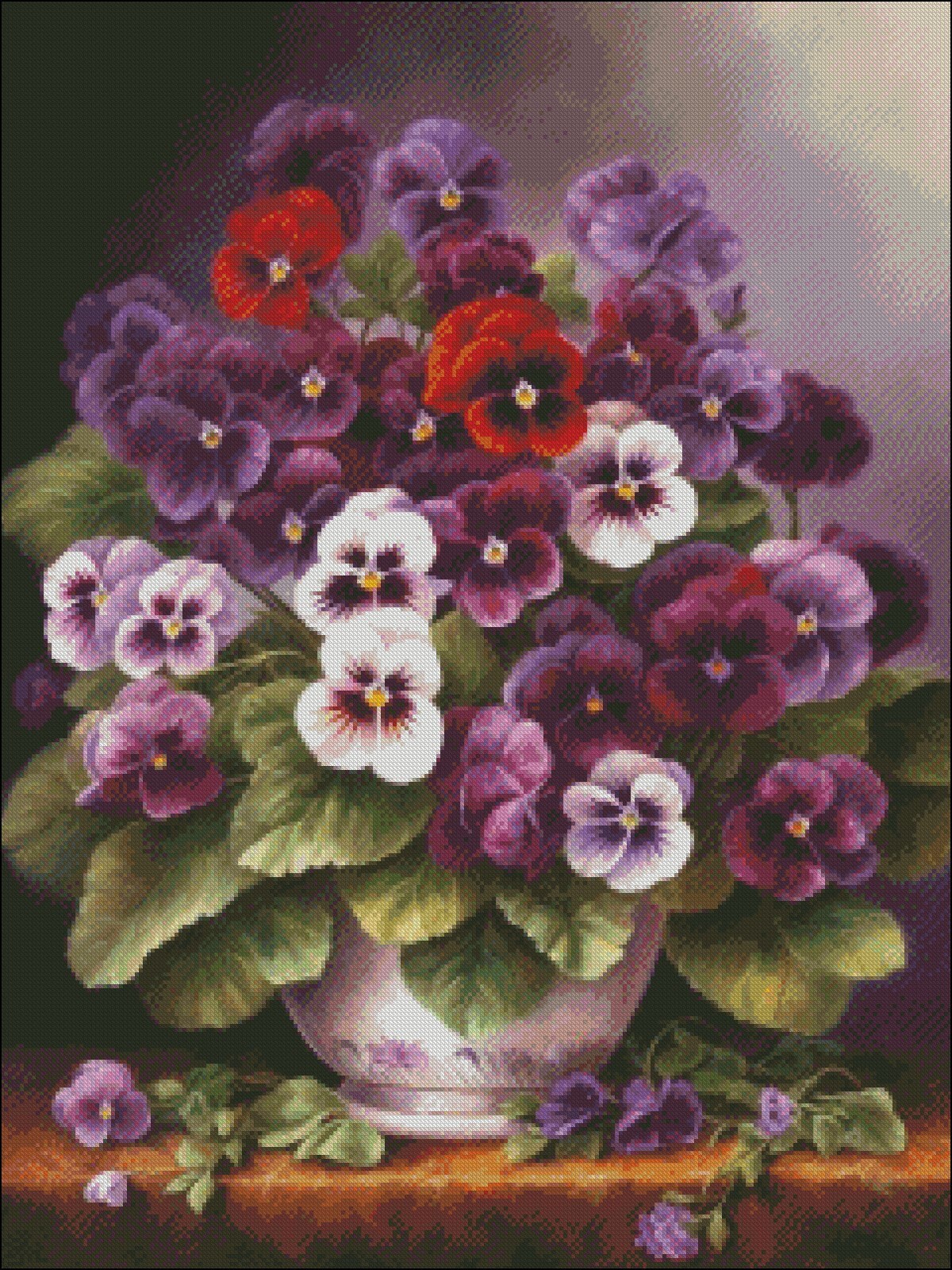 Violets in a Vase - Counted Cross Stitch Patterns - Printable Chart PDF ...