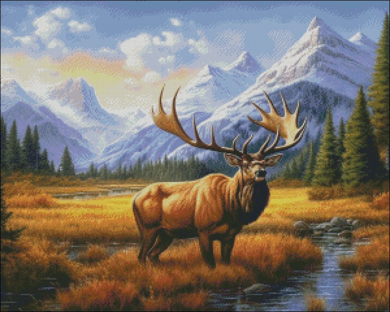 Elk in Basin - Counted Cross Stitch Patterns - Printable Chart PDF ...