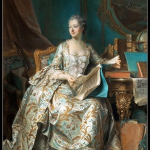Retrato de Madame de Pompadour - Patrones de punto de cruz contados - Gráfico imprimible Formato PDF Costura Bordado Manualidades DIY DMC color