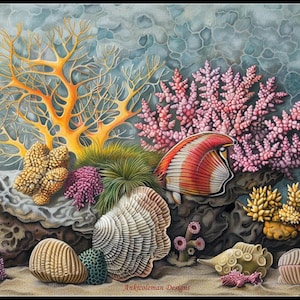 Sea Life Coral 1 - Counted Cross Stitch Patterns - Printable Chart PDF Format Needlework Embroidery Crafts DIY DMC color