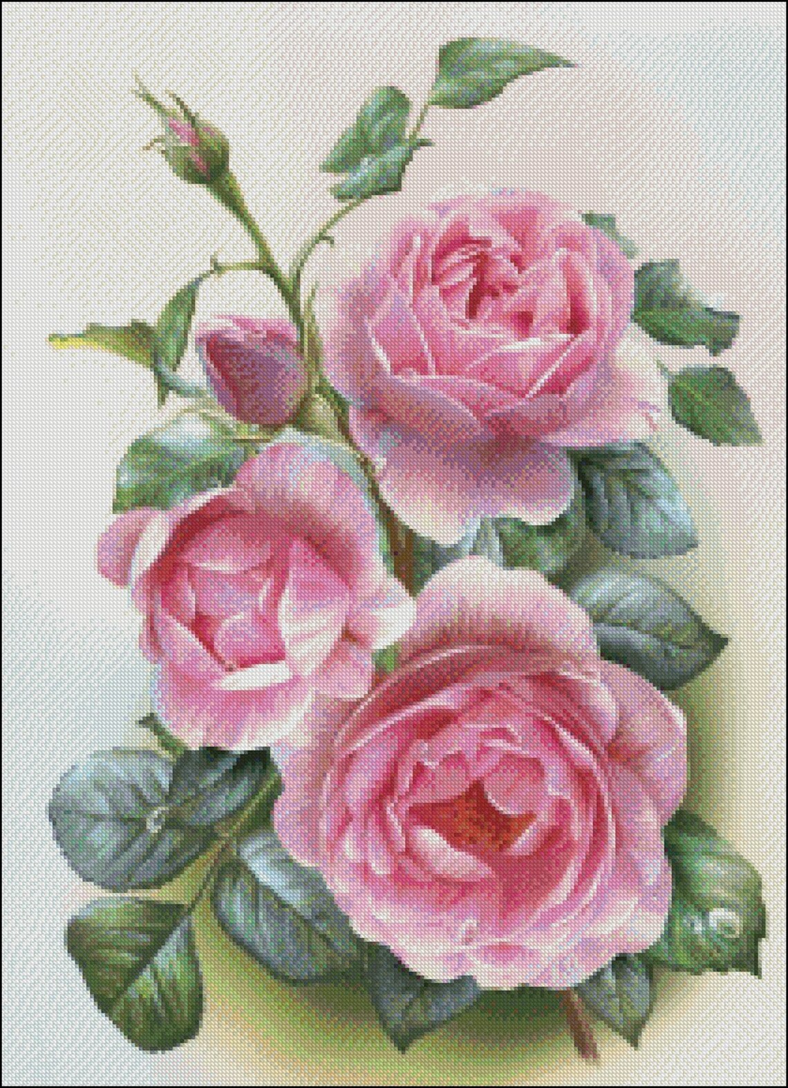 Morning Roses 2 Counted Cross Stitch Patterns Printable - Etsy