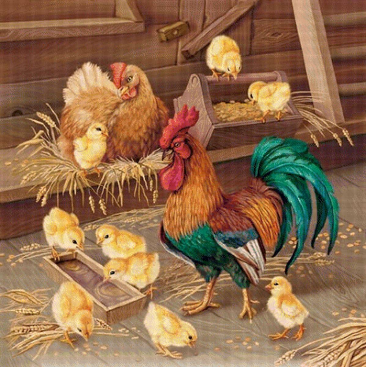 Farmyard Chicken Counted Cross Stitch Patterns Printable Chart PDF ...
