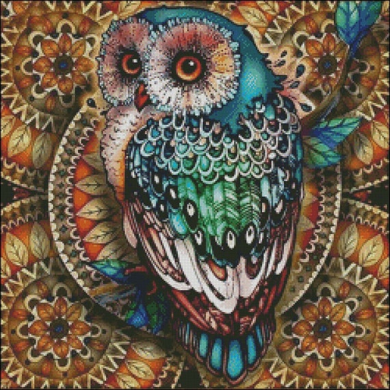 CaptainCrafts Cross Stitch Kit - Stamped Owl Pattern, 11CT Preprinted Fabric With DMC Thread - View #7