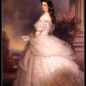 Keizerin Elisabeth van Oostenrijk met diamanten sterren op haar haar - Getelde kruissteekpatronen - Afdrukbare grafiek PDF-formaat Handwerk