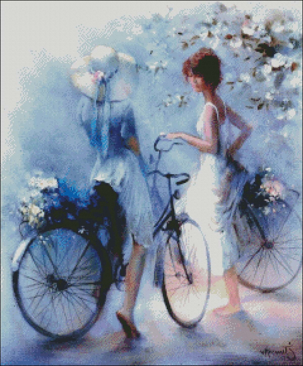 Cyclists Counted Cross Stitch Patterns Printable Chart PDF Format ...