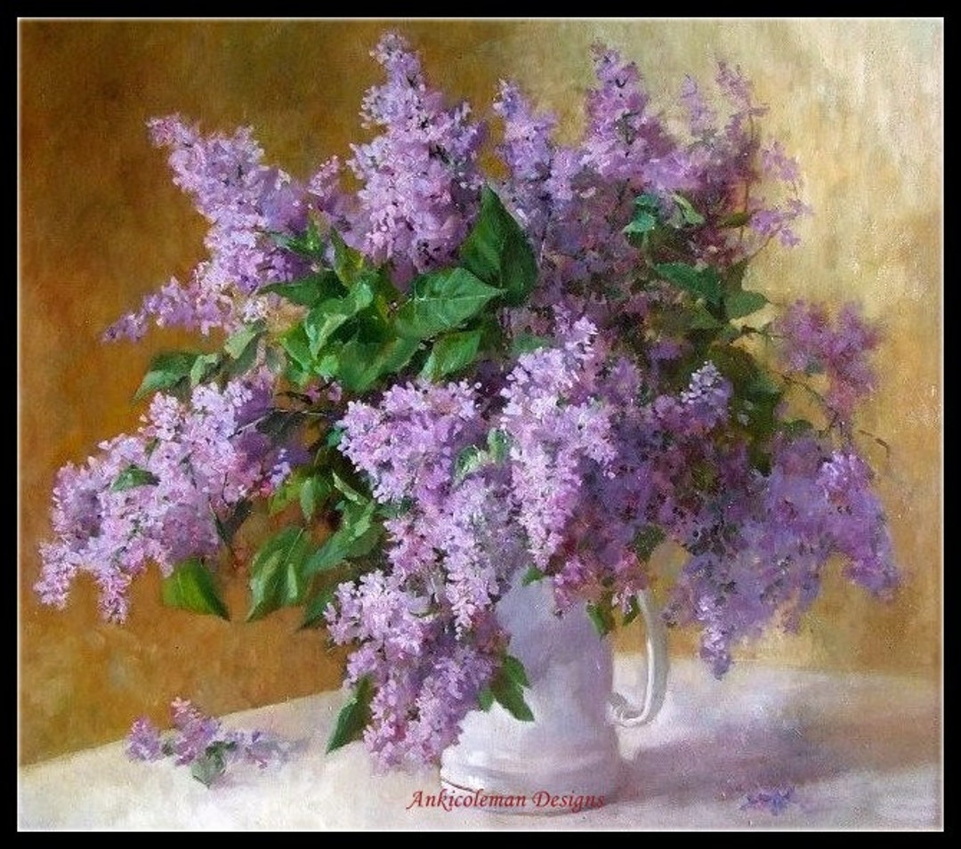 Lilacs in a Vase 4 - Counted Cross Stitch Patterns - Printable Chart ...